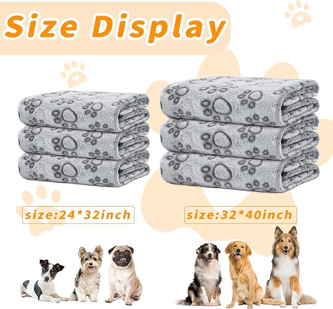 LOKOZ 3 Pack Dog Blankets for Small Dogs, 24" x 32" Soft Paw Print Fleece for Puppy Cats, Washable Pet Throw Blanket for Bed Couch