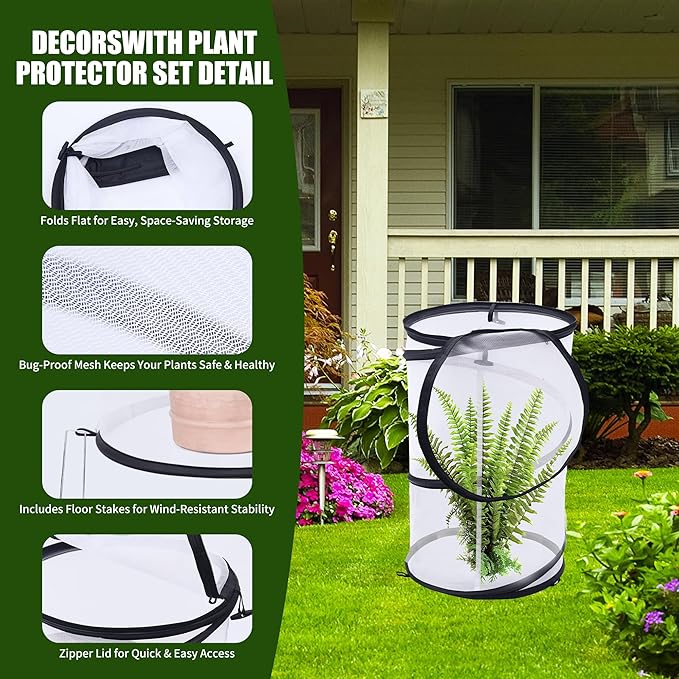 Plant Covers from Animals 20" H X 13" D, 4 PCS Garden Covers Cloches to Keep Animals Out for Outdoor Plants Protectors