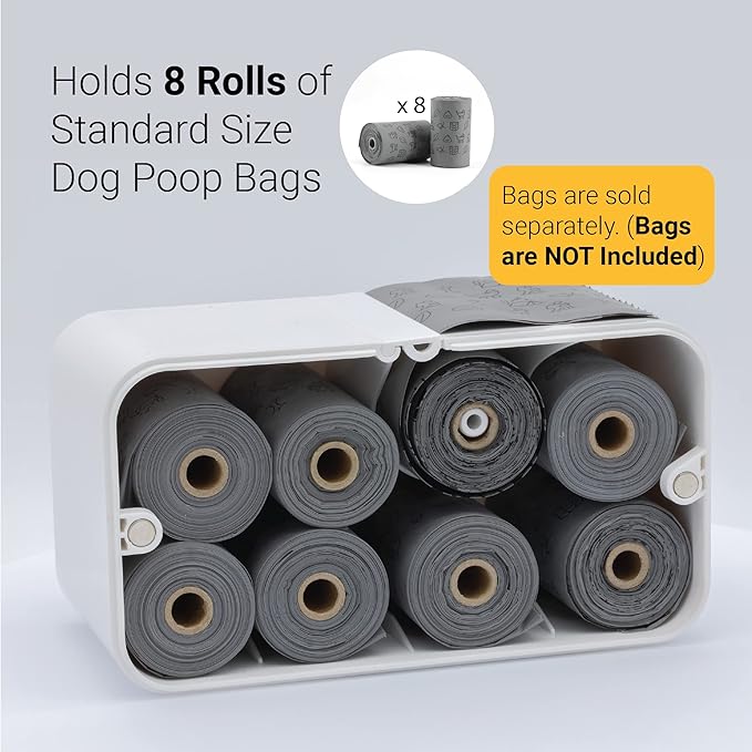 SVD.PET Dog Poop Bag Holder Dispenser, Wall mount or Tabletop, Holds 8 Rolls of Waste Bags, Indoor/Outdoor Use