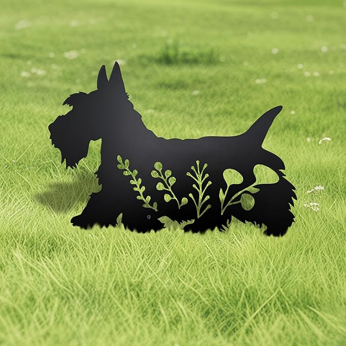 Dog Garden Stake - Unique Gift for Dog Lovers, Black Metal Outdoor Decor, Durable Yard Art Statue (Scottish Terrier)