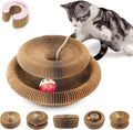Collapsible Cats Cardboard Scratcher, Interactive Cat Toys for Indoor Cats, Scratch Pad Shape Shifting Ball Track with Bell, Magic Organ Cat Toy for Chase & Scratch Paw Easter Toys for Kitties Pink