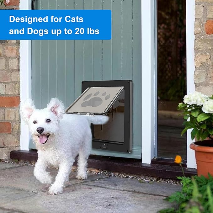 CEESC Dog Door for Pets Up to 20lb, Weatherproof Pet Door for Cats and Dogs, Durable, Snap-in Closing Panel Included, Suitable for Interior and Exterior Doors(Small Black)