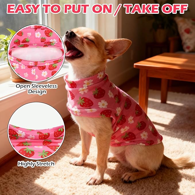EXPAWLORER Soft Cat Sweater - Sweaters for Cats Only Warm Kitten Clothes, Fall and Winter Pet Coat Pullover Design, Fleece Sweatshirt Clothing Also for Puppy Small Dogs, Strawberry L
