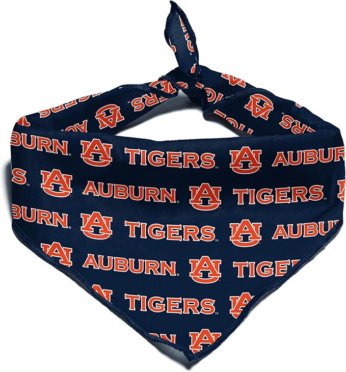 Auburn Tigers Officially Licensed Bandana for Dogs and Cats | Fits Pets Great Gift Idea | Easy-to-Tie (Large, 28")