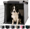 GORILLA GRIP Dog Crate Covers Compatible with Amazon Basics Dog Crates, All Sides Open, Privacy Cover Fits 36" Wire Kennel, Breathable Mesh Windows, Light Reducing Puppy Training Cage Topper, Gray