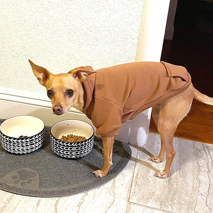 Jecikelon Winter Dog Hoodie Sweatshirts with Pockets Warm Dog Clothes for Small Dogs Chihuahua Coat Clothing Puppy Cat Custume (Coffee, X-Large)