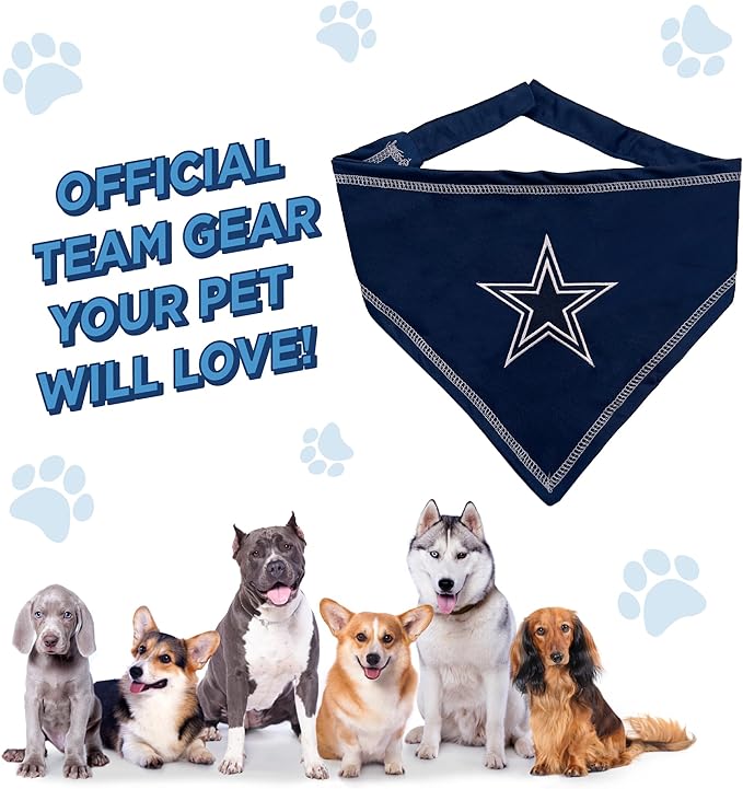 Pets First NFL Dallas Cowboys TIE Bandana, Large/X-Large. Dog Bandana Scarf Bib for Pet Cat Dog. The Ultimate Game-Day, Party Bandana (DAL-3550-L-XL)