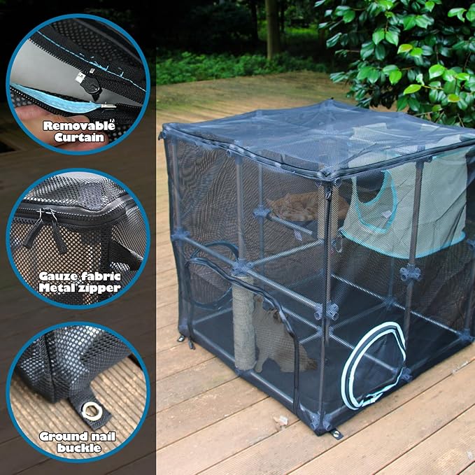 INTURN Catio Outdoor Cat Enclosure,Compact Kit for Outdoor and Indoor(Compact Kit)