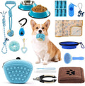 Puppy Supplies Starter Kit – Puppy Essentials and Dog Stuff Set for Small Dogs, Includes Bowls, Toys, Toothbrush, Treat Pouch and More, Welcome Home Gift for Your New Puppies - Blue
