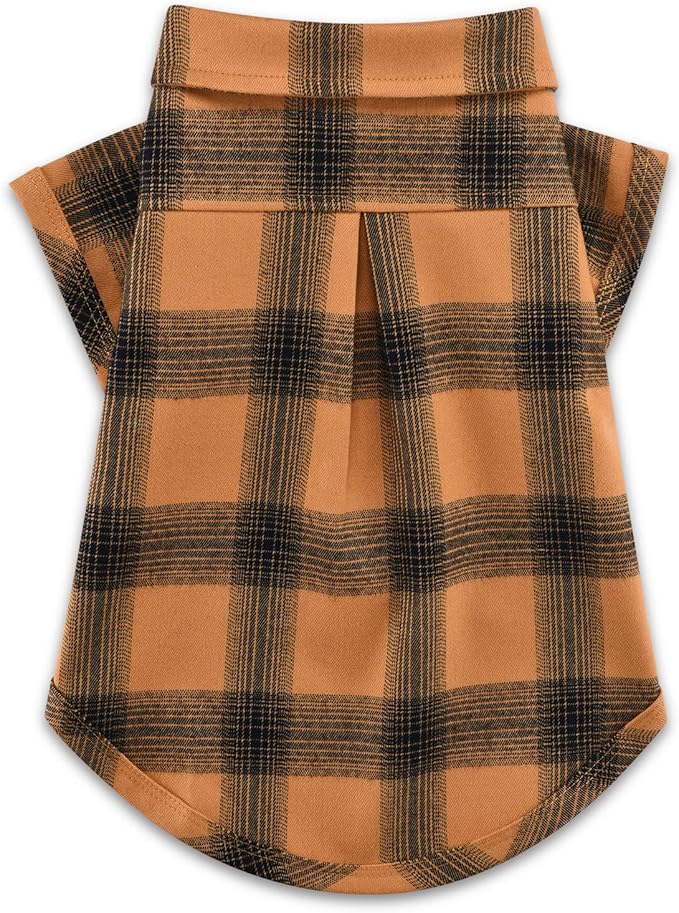 Koneseve Dog Shirt Plaid Dog Clothes for Small Dogs Boy Girl Cat Clothes Soft Puppy Outfit Adorable Pet T-Shirts Kitten Grid Costume Apparel Thanksgiving Christmas Clothing (Yellow; S/Small)