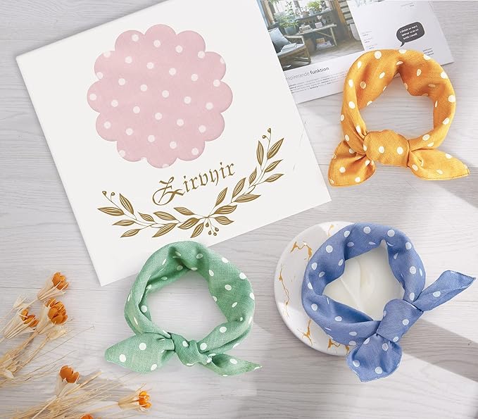4PCS Spring Dog Bandanas Cat Birthday Cute Soft Cotton Puppy Scarfs Washable Daily Handkerchief Pink Green Blue Orange Comfortable Gifts, Adjustable Accessories for Small Medium Large Girl Boy Pup Pet