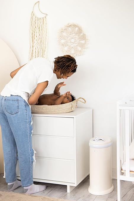 Ubbi Stainless Steel Diaper Pail, Odor Locking, No Special Bag Required, Award-Winning, Registry Must-Have, Ivory
