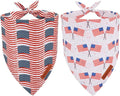 ADOGGYGO American Flag Dog Bandana 2 Pack, Reversible White Red USA Flag Pet Scarf Bib, Adjustable Fit 4th of July Bandanas for Medium Large Dogs Pets (Large)