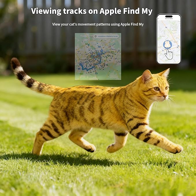 Pet Tracker,GPS Collar for Cats (Android Only) Smart tag,Waterproof Compatible with Google Find My,No Monthly Fee,Advanced Tracking Solution Smart Collar for Pet Safety Ideal Small Large Cats