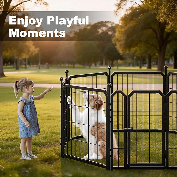 Dog Playpen for Indoor & Outdoor, 24 inch 8 Panels Metal Puppy Playpen for Puppies/Small Dogs, Portable Pet Fence for Yard, Camping, Travelling, Black