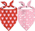 Valentine's Day Dog Bandana, 2 Pack Adjustable Holiday Party Birthday Pets Valentine Day Bandana Mother's Day Triangle Bibs Cat Scarf Set