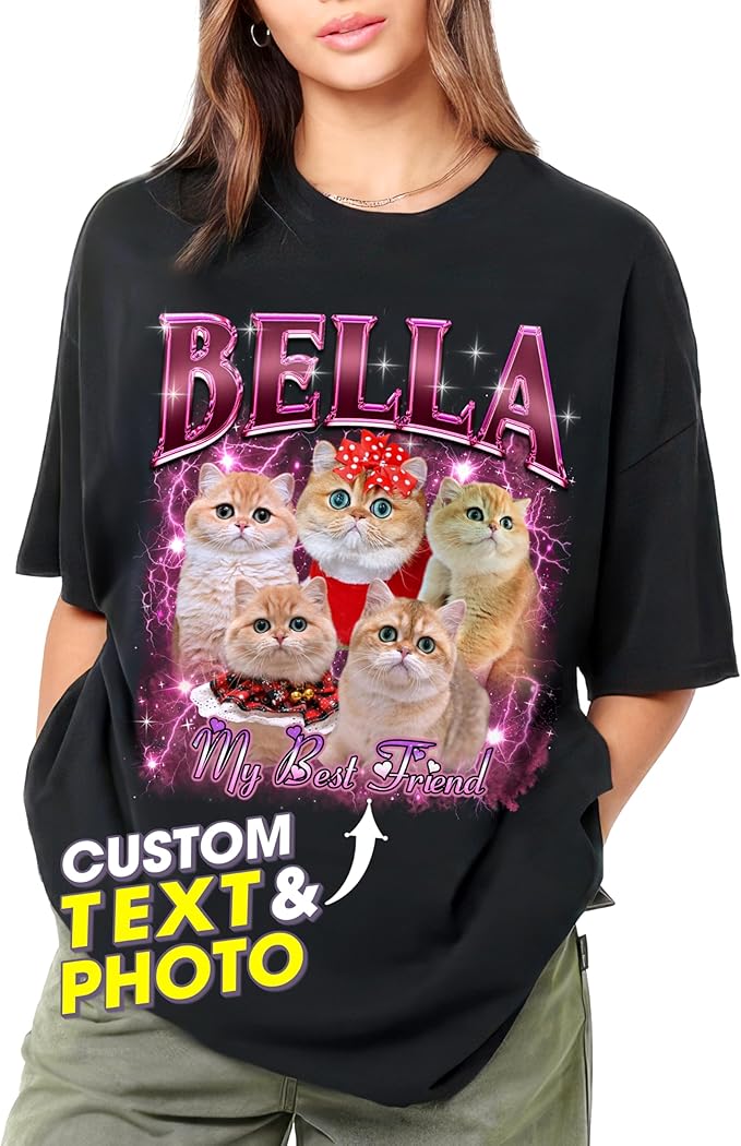 JIX & JOKY Custom Your Own Bootleg Rap Shirts with Dog Faces Custom Pet Shirt for Men Graphic Tshirt Gift Idea for Pet Lovers