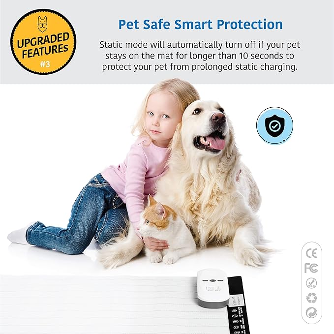 SVD.PET (2-Pack Pet Training Mat with Tester, Pet Shock Pad, Dogs & Cats Electronic Repellent mat for Indoor, 3 Training Modes, 5 Levels, Pet Safe Mode (White controler 48" X 20")