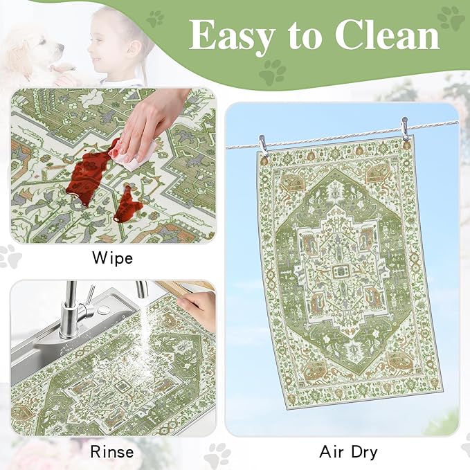 famibay Dog Food Mat, Absorbent Cat Dog Mats for Food and Water, No Stains Quick Dry Pet Cat Bowl Mats with Non Slip Backing, Boho Pet Feeding Mat for Floor Waterproof 16"x24"