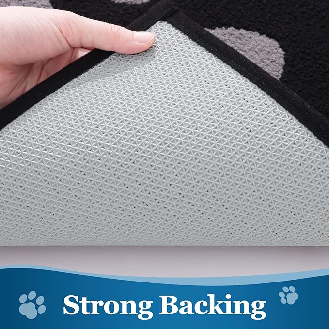 Buganda Dog Door Mat for Muddy Paws, Absorbent Dirt Trapper Washable Indoor Doormats, Non Slip Low-Profile Mud Mat for Dogs, Front Entrance Doormat for Inside Floor (47x24 Inches, Black and Grey)