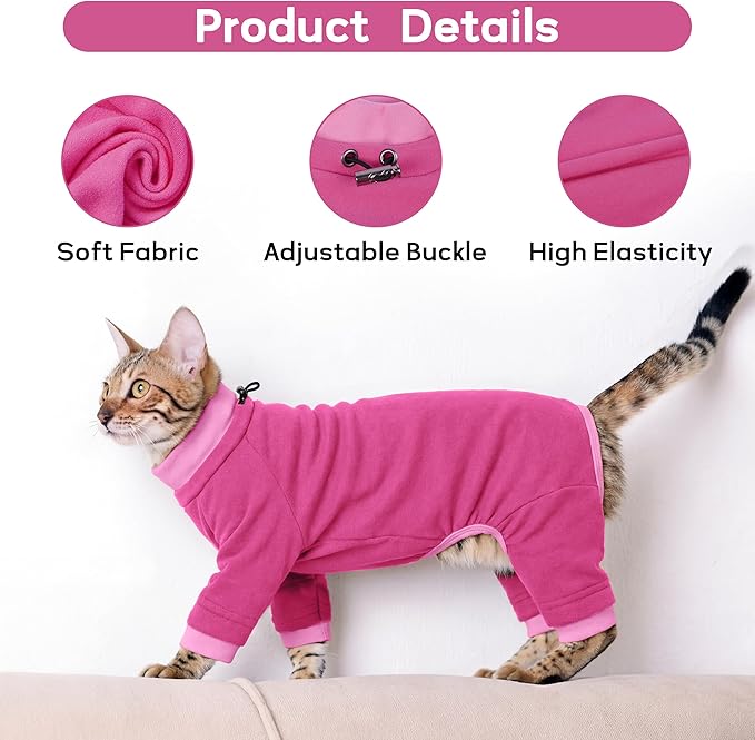 PUMYPOREITY Cat Hair Sticky Shirt – Breathable & Lightweight, Reduces Shedding Fur Pajamas, Prevents Licking Wounds After Surgery, Pink, M