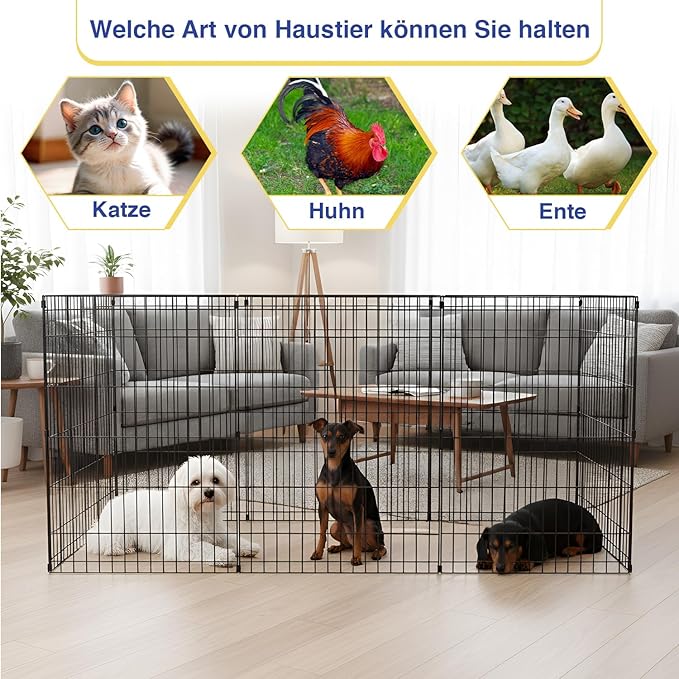FDW 36 Inch Dog Pen 8 Panel Dog Playpen Indoor Outdoor Metal Puppy Pet Fence Portable Folding Animal Exercise Fence,Black