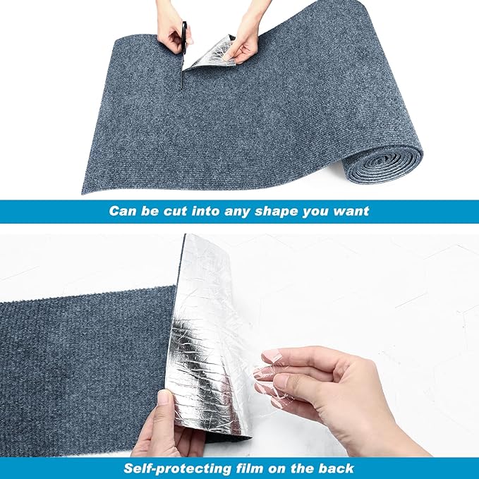 Cat Scratching Mat, 118" x 15.8" Self-Adhesive Trimmable Cat Scratching Carpet Mat with 20 Screws, DIY Cat Scratchers Furniture Protector for Indoor Cats, Couch, Wall and Cat Tree Shelves