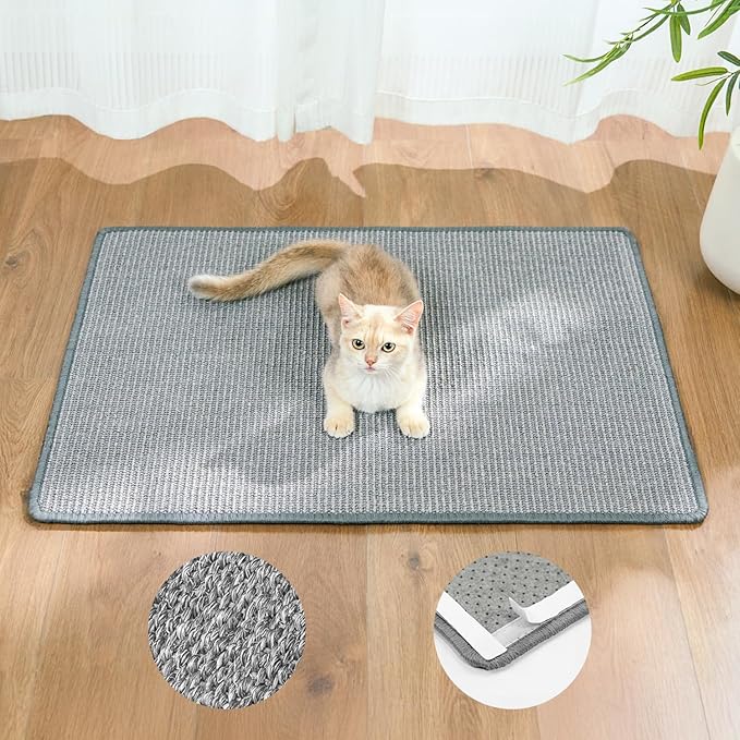 Cat Scratcher Mat,Natural Sisal Cat Scratch Pad,Horizontal Floor Cat Scratching Pads Rug for Indoor Cats Grinding Claws Nails,Cat Furniture Protector for Couch & Carpets & Sofas
