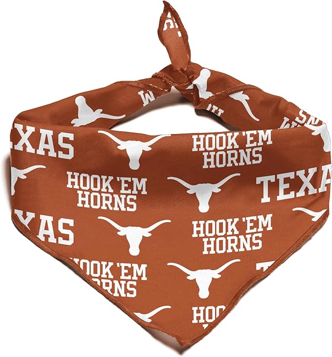 Texas Longhorns Officially Licensed Bandana for Dogs and Cats | Fits Pets Great Gift Idea | Easy-to-Tie (Small, 13")