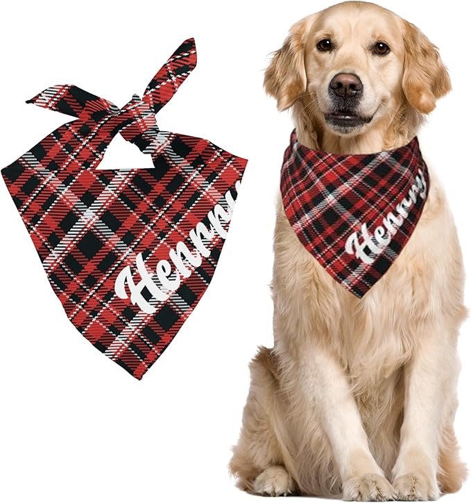 Custom Pet Scarf Personalized Dog Bandana with Name Personalized Add Your Text Bibs Triangle Head Scarfs Gift for Small Medium Large Dogs Cats Baby Puppy Pets Accessories