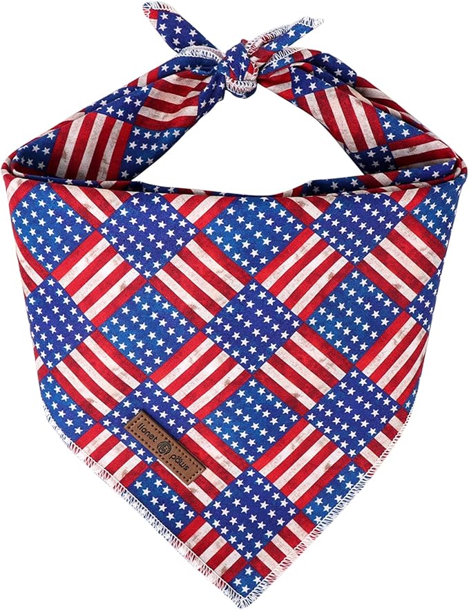 lionet paws Patriotic 4th of July Dog Bandana American Flag for Small Medium Large Dogs, Cat Dog Kerchief Triangle Bibs Scarf for Male Female