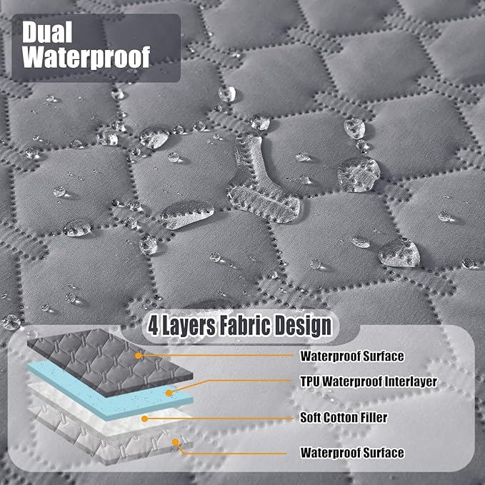 Smiry Waterproof Dog Bed Cover Blanket, Soft Reversible Pet Blanket, Washable Leakproof Cats Dogs Couch Cover for Sofa, Couch, Furniture (82x102 Inch, Grey/Light Grey)