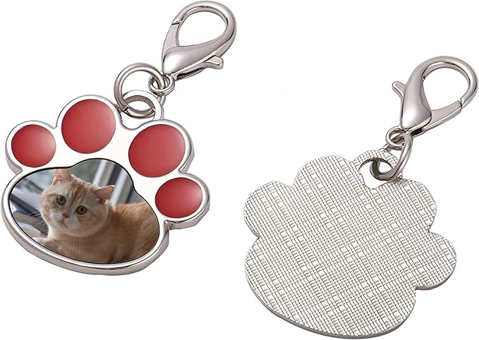 Custom Pet Photo Keychain Personalized Photo Pawprint Dog Tag Keychain Engraved Keyring Animal Pet Lover