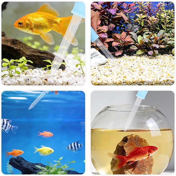 Aquarium Cleaning Tools Kit, Includes 4 Double Sided Sponge Scrubbers 2 Suction Cleaner Brushes & Water Pump Brush for Fish Tank Cleaning & Maintenance
