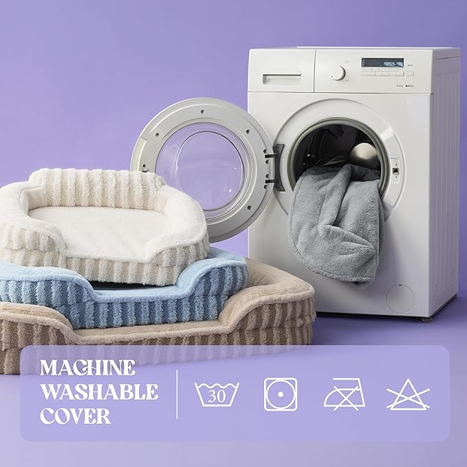 LE SURE Cute Dog Bed Medium Size Dog, Orthopedic Waterproof Medium Pet Beds with Sides, High Back Non-Slip Bottom and Egg-Crate Foam Pet Couch Sofa with Washable Removable Cover, Beige