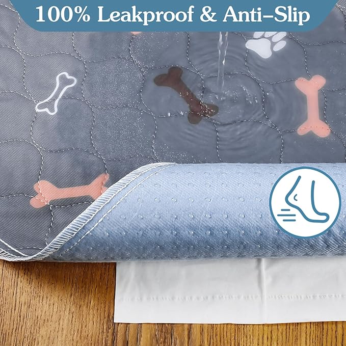 Washable Pee Pads for Dogs, 2 Pack 41"x41" Reusable Puppy Pads, Waterproof Pet Training Pads, Non-Slip Fast Absorbent Potty Pads for Crate, Floor, Couch, Whelping Pads Litter Mat Puppy Supplies