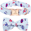 Lionheart glory Dog Collar, Dog Collar with Bow, Summer Stripe Boy Dog Bowtie Collar Cute Pet Collar Gift for X-Large Dog