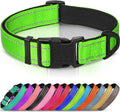 Joytale Reflective Dog Collar, Soft Neoprene Padded, Metal D-Ring, Nylon Pet Collar Adjustable for Extra Large Dogs, Green, XL