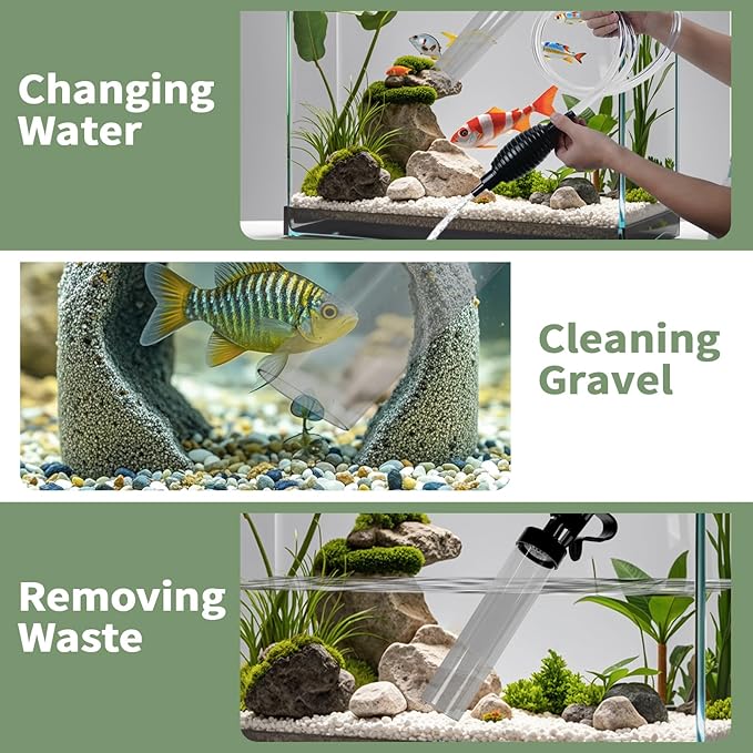 5ft Aquarium Siphon Vacuum Cleaner-Hand Siphon Pump Water Changer for Fish Tank Cleaning Gravel & Sand