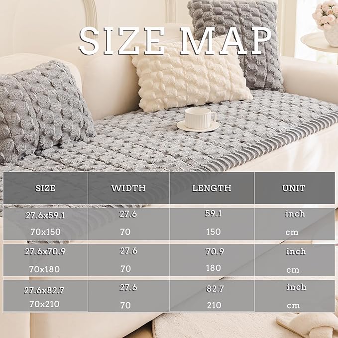 Couch Cover for Dogs Fuzzy Sofa Covers for Pet, Geometric Jacquard Coral Pet-Friendly Washable Non-Slip Sofas Slipcover Cushion Protector Pets Mat Dog Bed Mats Dim Gray 27.6”x 59.06”