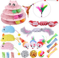 UPSKY 24 PCS Cat Toys, 3-Level Turntable Kitten Toys Set, Interactive Cat Roller Toys for Indoor Cats, Catnip Toys, Cat Teaser Toys, Mice Toys, Spring Toys, Various Ball Toys for Kitty