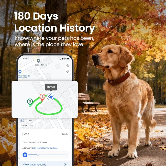 SEEWORLD Cat Tracker 4G Mini GPS Pet Tracker Device for Dogs Cats Real-Time Location, Virtual Fence, 180 Days Location History for 6.5lbs+ Pets, Subscription Required