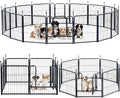 Dog Playpen,Portable Outdoor Dog Fence, Dog Playpen for Large/Medium/Small Dogs, Dog Fences for The Yard,with Doors Foldable Metal (24 inch, 16 Panels)