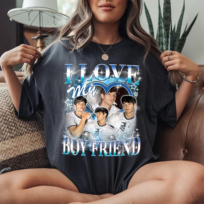 Custom Bootleg Rap Tee, Personalized Girlfriend Vintage Graphic T-Shirt, Photo Shirt, Valentine Birthday Gifts