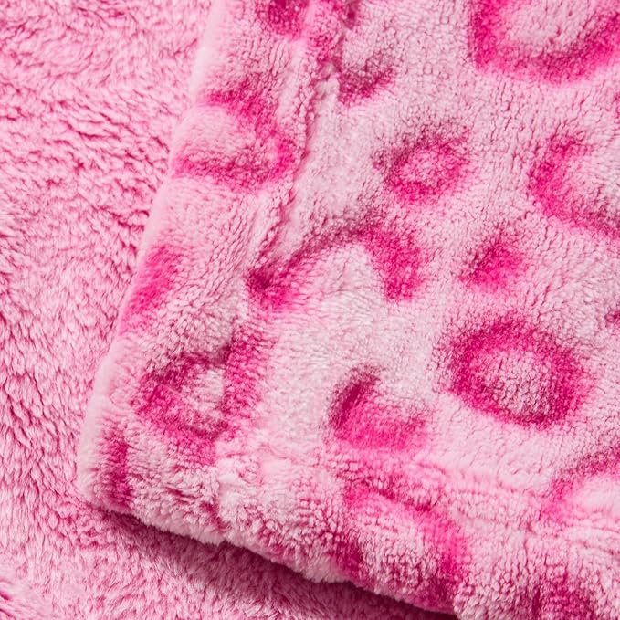 Bnuitland Pink Leopard Print Flannel Throw Blanket, 300 GSM Double Sided Fuzzy Fluffy for Bed Sofa Couch Travel, Super Soft Lightweight Cheetah Print Blanket for Adults and Kids, 50×60 inch