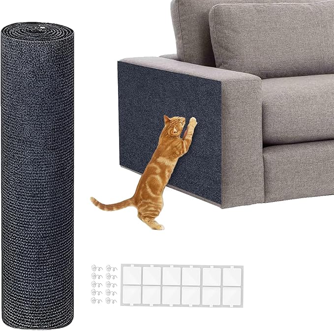 Carpet 78.7"x15.8" Trimmable Cat Scratching Mat for Furniture Protector,Versatile Self-Adhesive Anti Cat Scratch Pad for Couch Protection&Cat Scratcher Tree/Post/Wall/Board/Twine Replacement