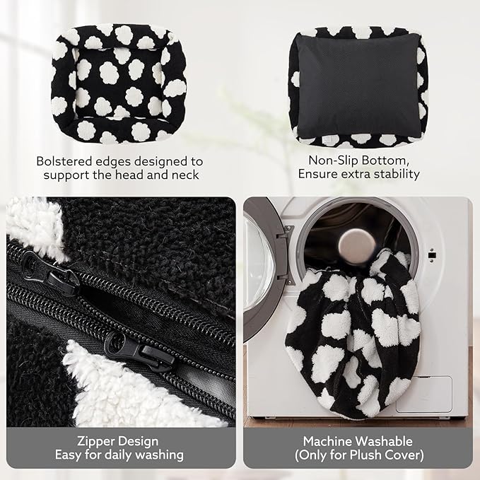 JOEJOY Large Dog Beds Large Sized Dog, Rectangle Washable Orthopedic Pet Bed with Removable Zipper Cover, Cute Soft Calming Puppy Pet Bed with Jacquard Shaggy Plush & Non Skid Bottom