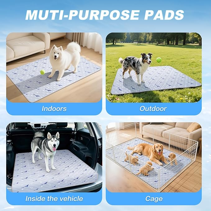 Dog Cooling Mat, Cooling Mat for Dogs, Breathable Dog Bed with Non-Slip Design, Portable & Washable Pet Pad for Indoor, Outdoor, Crate, Summer Cat Bed, Cool Pet Pad, Gel-Free, 21"x27"