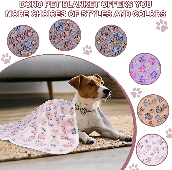 Dono 1 Pack 3 Dog Blankets for Small Dogs, Soft Fluffy Paw Print Pattern Fleece Pet Blanket Warm Sleep Mat, Puppy Kitten Blanket Doggy Mat for Dog Cat Kitten Doggy -23*16in (L(41*31"), Brown Bone)