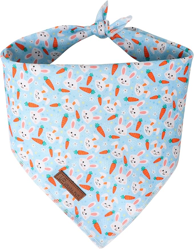 Easter Dog Bandana, Easter Triangle Bid Scarf for Small Medium Dog, Cotton Pet Kerchief for Girl Boy Dogs or Cats, Cute Carrot & Bunny Dog Bandana, Comfortable Easter Dog Bandana